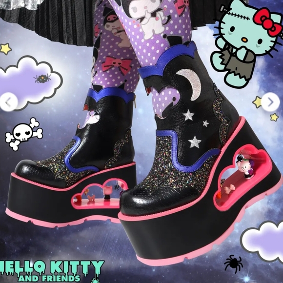 Irregular Choice Shoes - Irregular Choice Hello Kitty Cavern Platform Boots Size 39/8.5